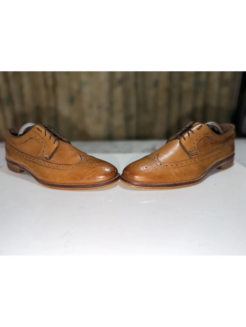 Johnston & Murphy Shoes Mens Size 10.5 Brown Leather Wingtip Brogue Dress Oxford